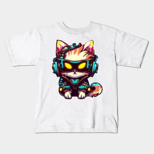 CyberCat 2077 - Made by AI Kids T-Shirt